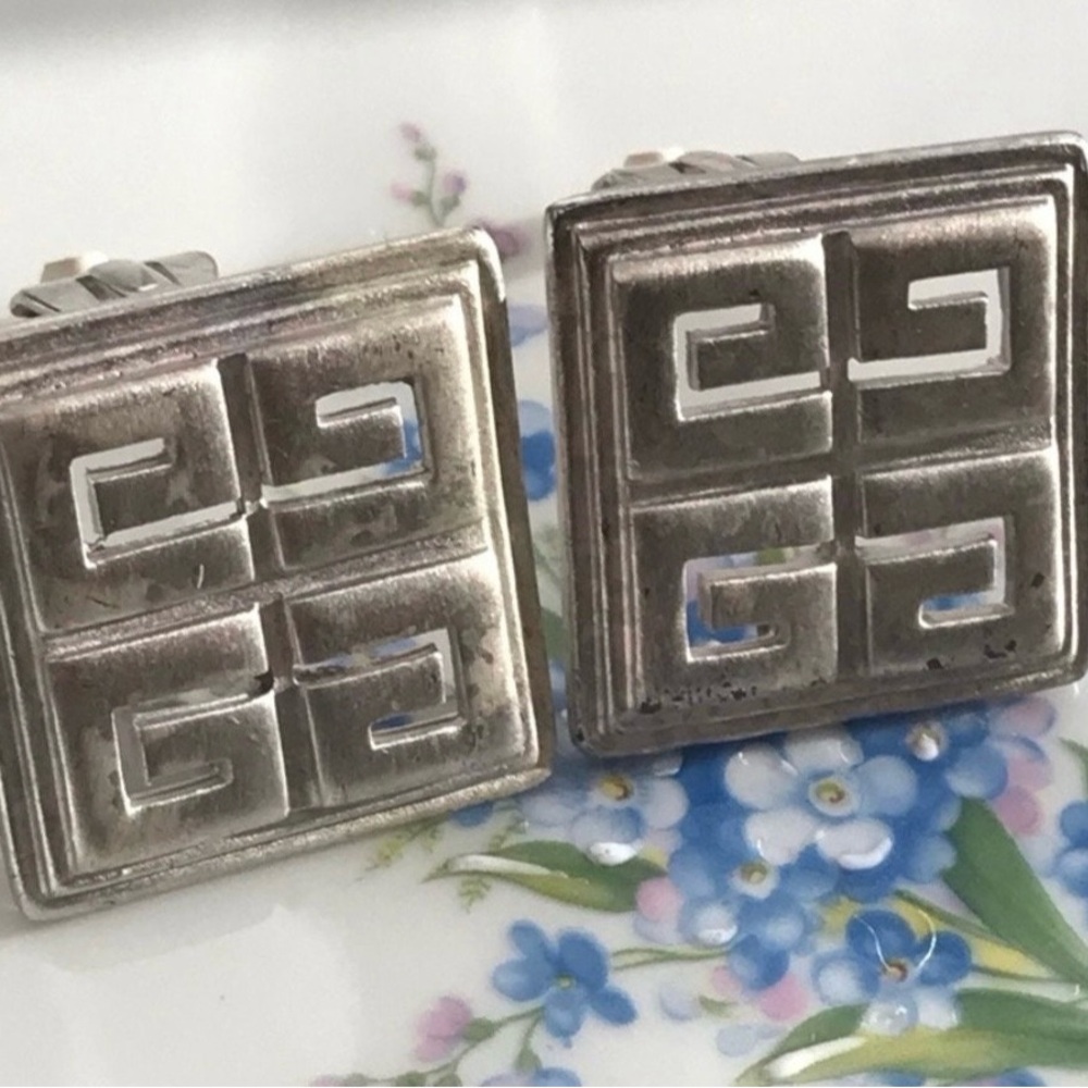 Vintage Statement Givenchy Silver Tone Large Logo… - image 2